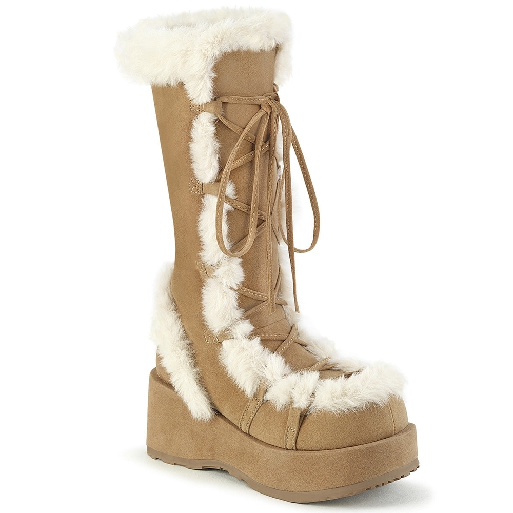 Women's Tan Fur-Lined Winter Boots